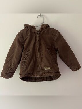 Boys Canvas Chore Barn Coat Schmidt Workwear 2T Brown Sherpa Lined Hooded